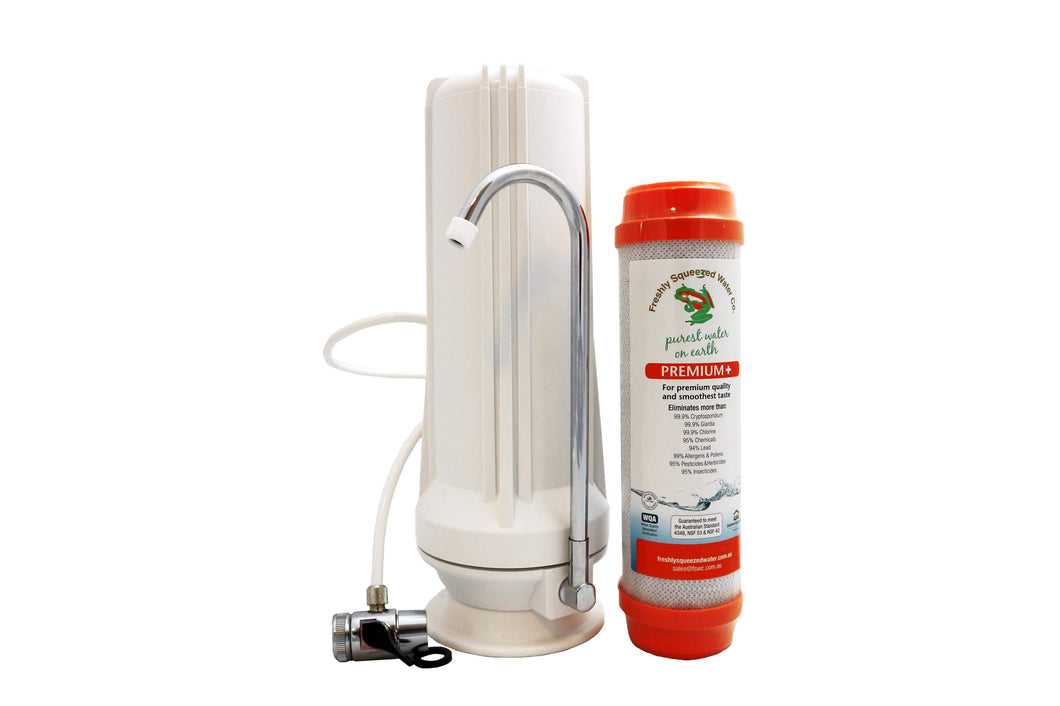 Benchtop Water Filter System & Premium+ Filtration Cartridge